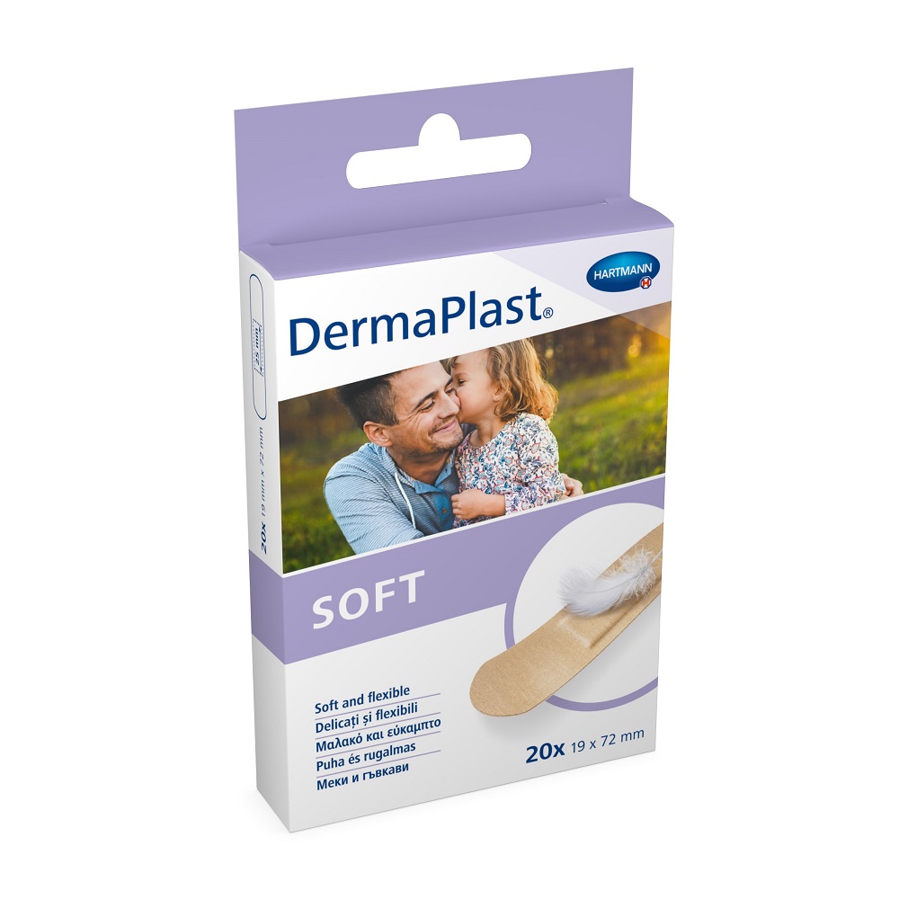 Dermaplast Soft plasturi 19 x 72 mm (535350), 20 bucati, Hartmann